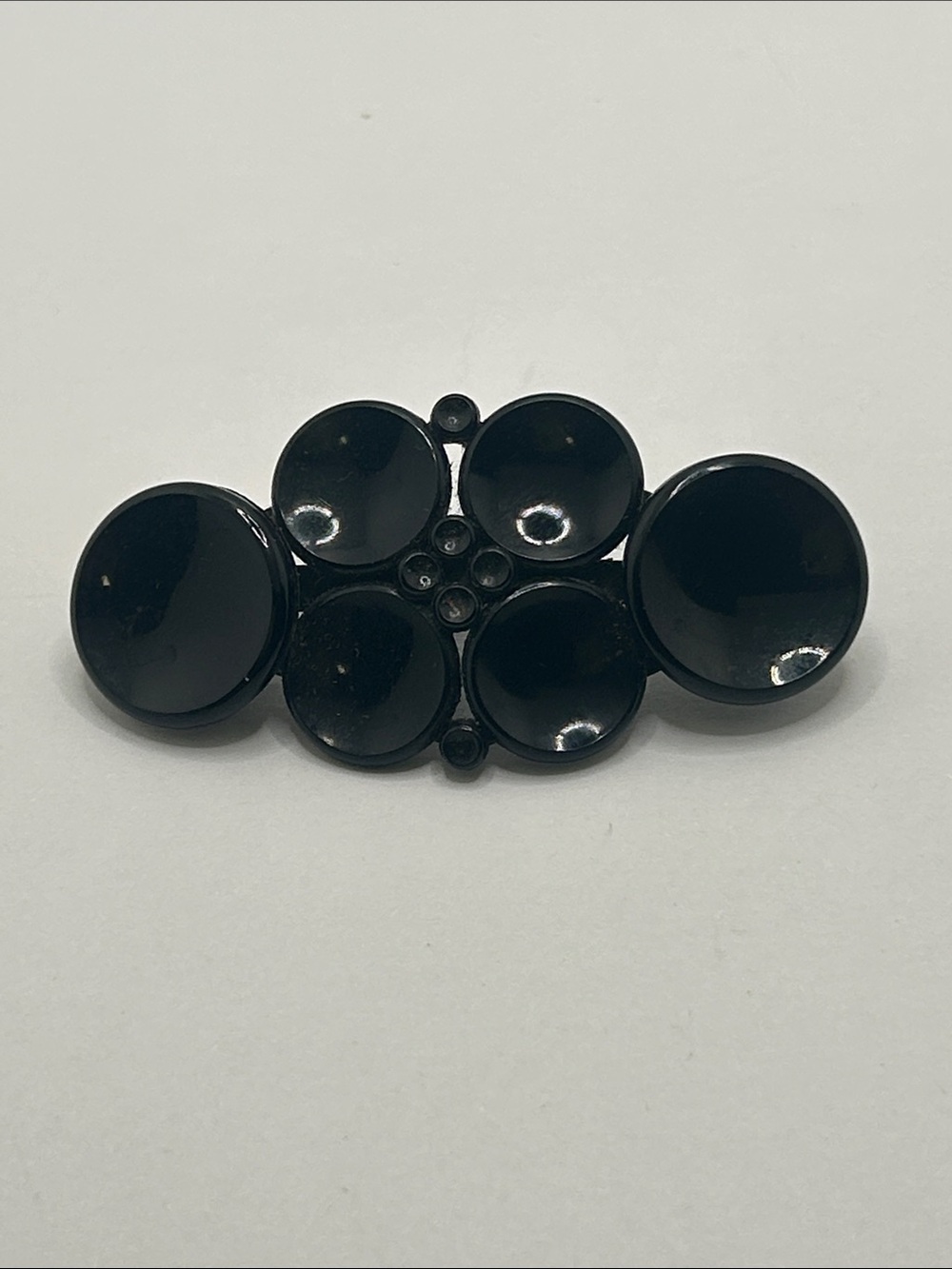 Victorian Elegant Black Circular Cluster Mourning Brooch